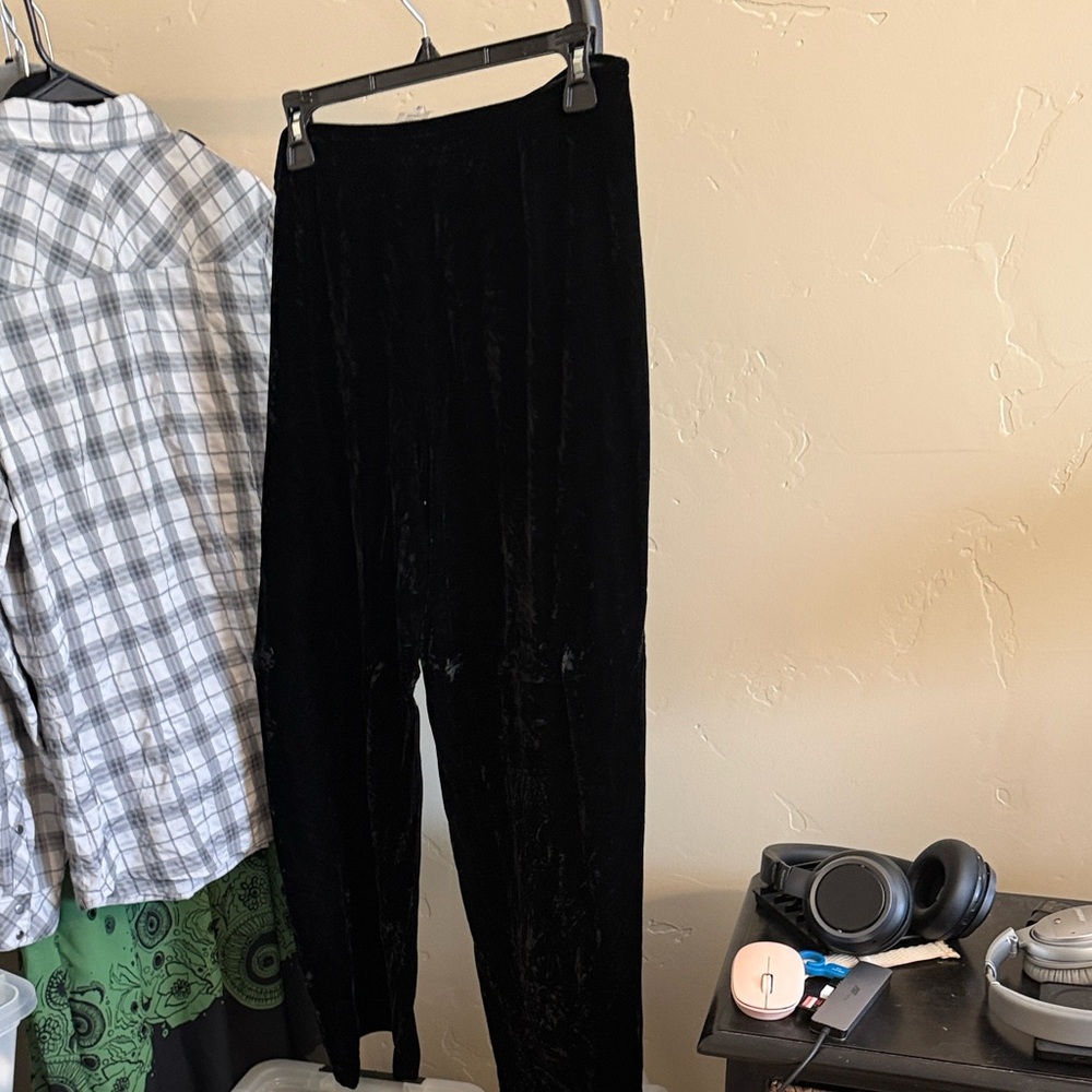 Armani Collezioni Black Crush Velvet Side Closure Pants